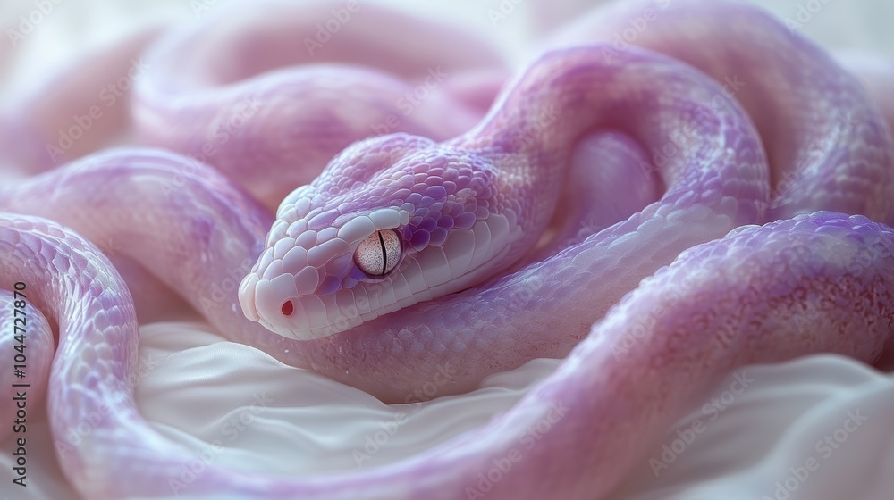 Fototapeta premium Snake, the symbol of 2025, with copy space