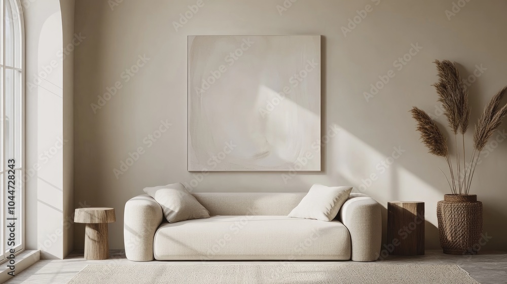 Creative living room interior design ideas featuring a mockup template with a sofa contemporary minimal wall decor and a natural color scheme for a relaxing ambiance Creative living room interior design ideas featuring a mockup template with a sofa contemporary minimal wall decor and a natural color scheme for a relaxing ambiance