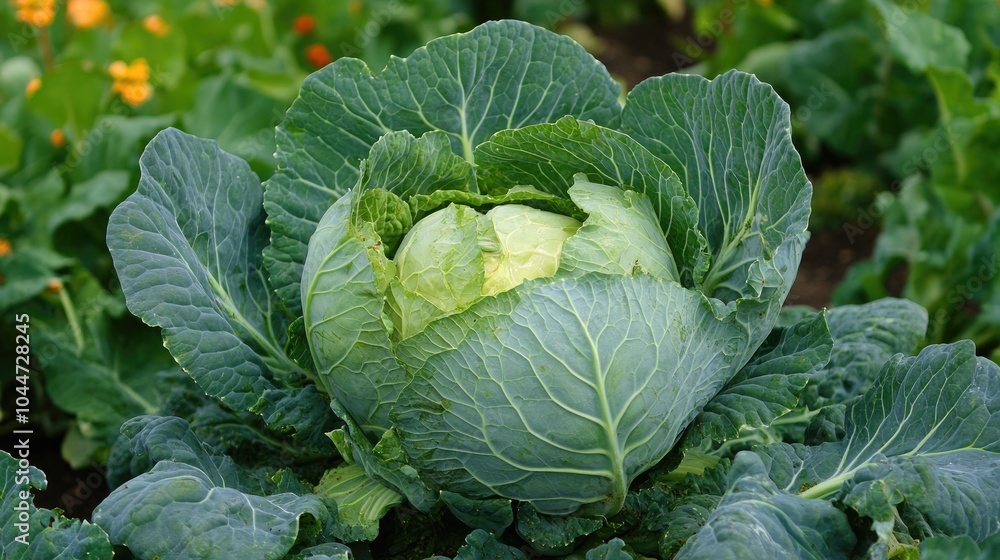 Lush Cabbage Patch in a Vibrant Vegetable Garden Lush Cabbage Patch in a Vibrant Vegetable Garden