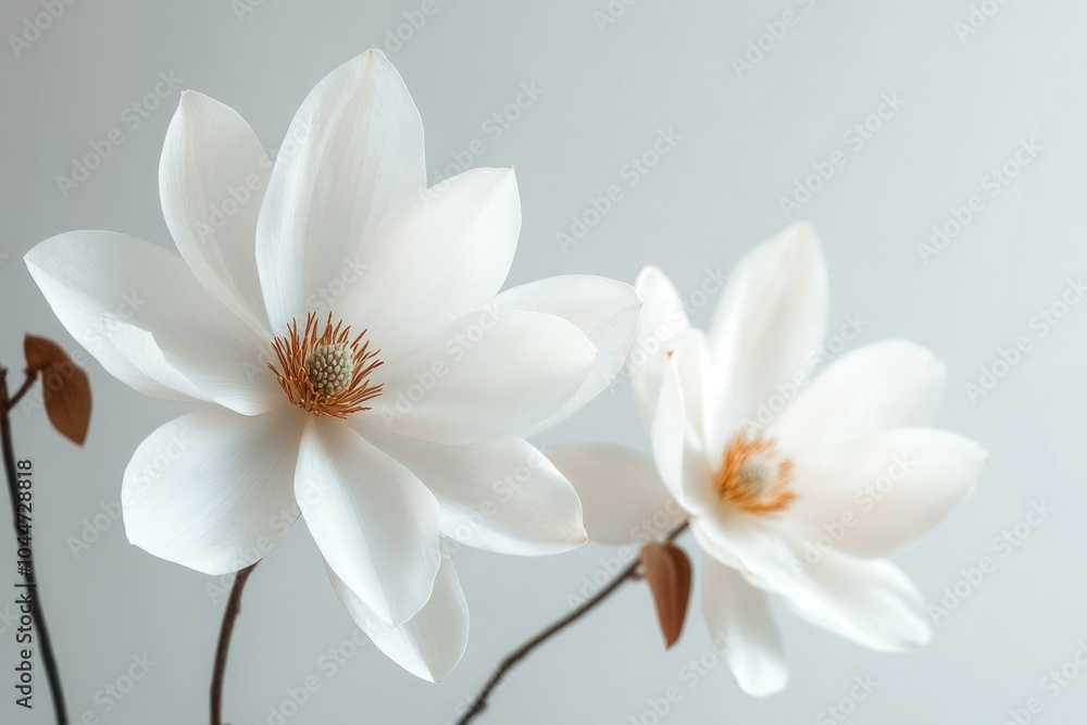 Fototapeta premium Elegant White Flowers with Delicate Petals and Stems