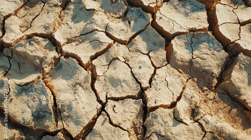 Dry and arid landscapes show the harsh reality of drought and unfavorable climate conditions with cracked and broken terrain illustrating the severe lack of water photo