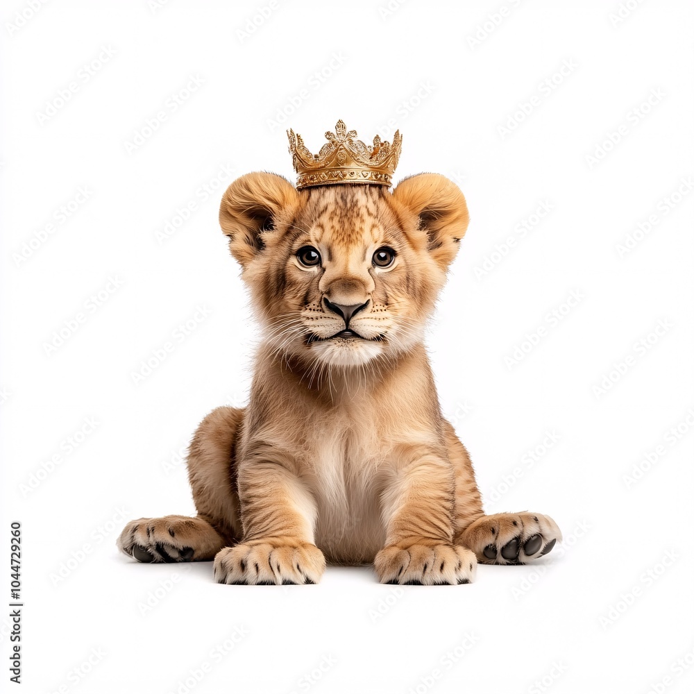 Fototapeta premium Baby Lion Playing in Princess Costume with Crown