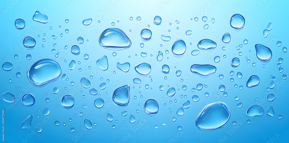 Blue background with clear water droplets Blue background with clear water droplets