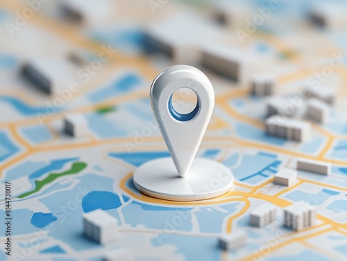 Digital Map With Location Pin Indicating a Specific Spot with selective focus photo