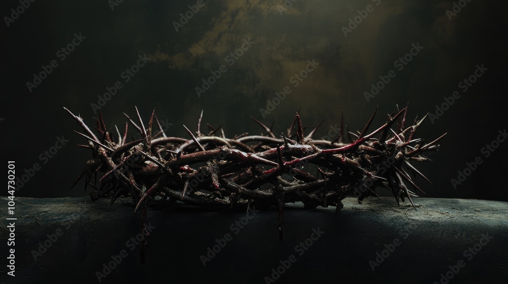 Fototapeta premium Crown of thorns representing death and resurrection highlighting themes of sacrifice and redemption
