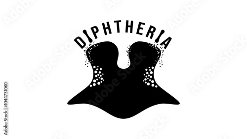 Diphtheria emblem, black isolated silhouette throat