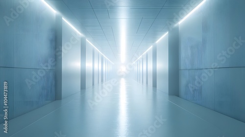 Wallpaper Mural A futuristic white hallway with a glowing light at the end,white hallway with a bright light at the end,Empty white futuristic corridor with a glowing light in the distance Torontodigital.ca