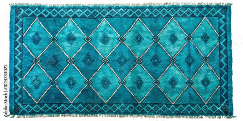 Vibrant Moroccan-Inspired Beni Ourain Rug in Rich Turquoise Blue for Home Decor and Interior Design photo