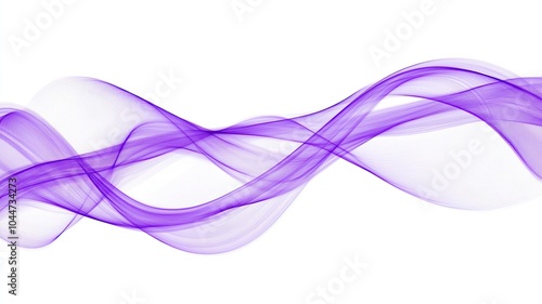Abstract Purple Flowing Wave Lines on White, Abstract image showcasing smooth, flowing purple wave-like lines against a white background, conveying movement and an elegant, fluid design.