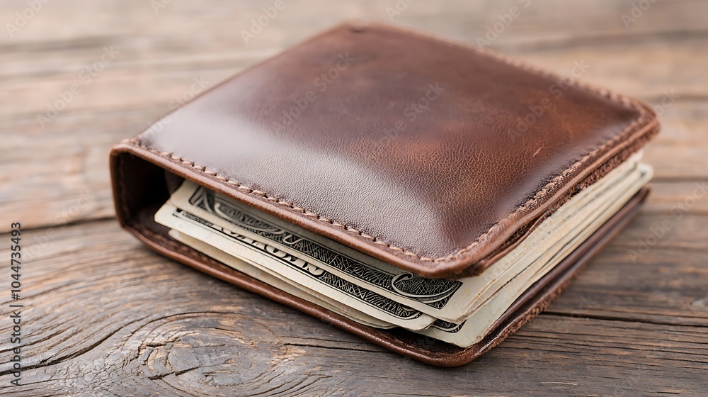 Classic brown leather wallet with cash perfect for everyday use and stylish storage solutions Classic brown leather wallet with cash perfect for everyday use and stylish storage solutions
