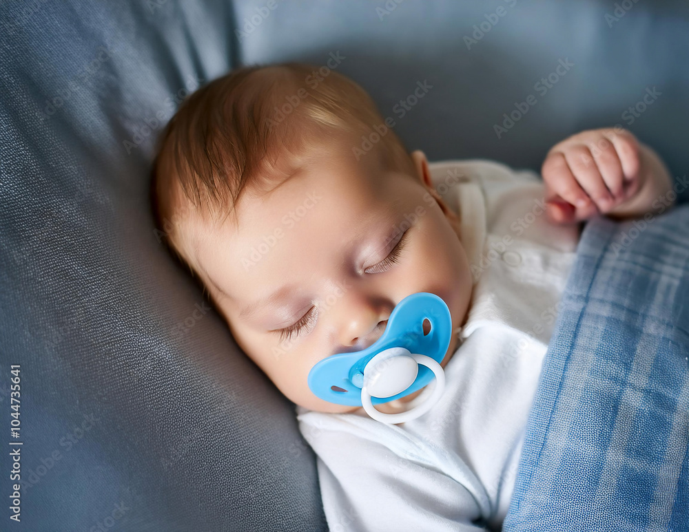 Kind schläft mit Schnuller unter einer Decke