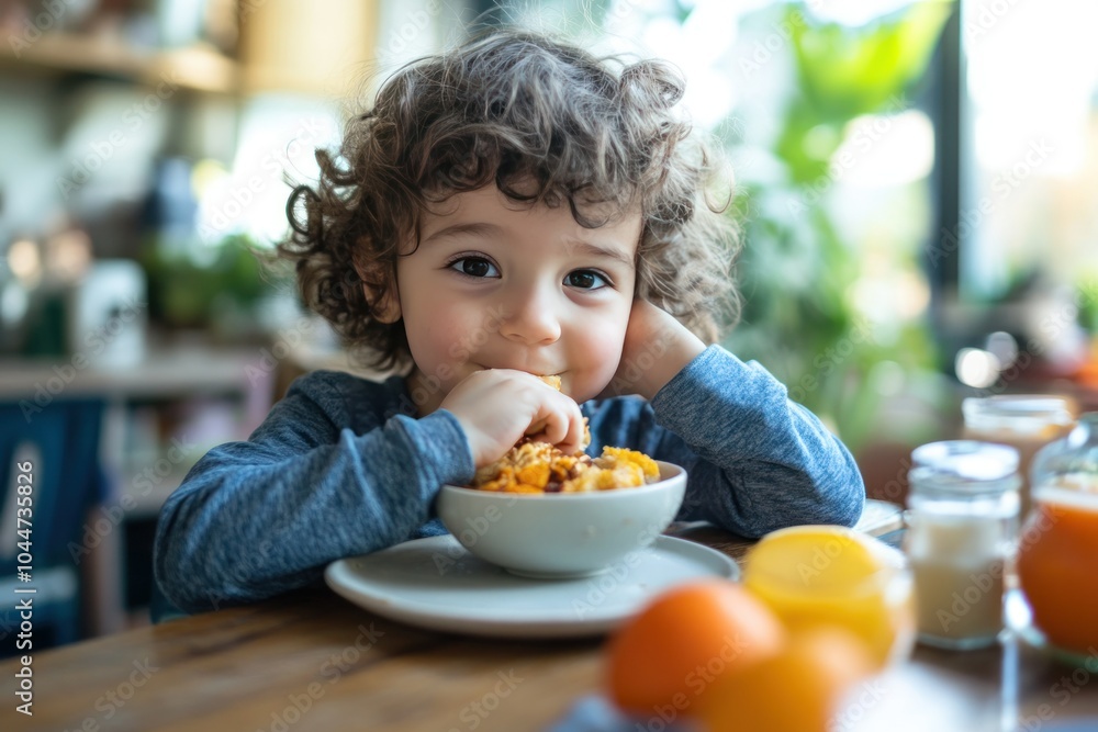 Happy Child Enjoying a Delicious Bowl of Food Happy Child Enjoying a Delicious Bowl of Food