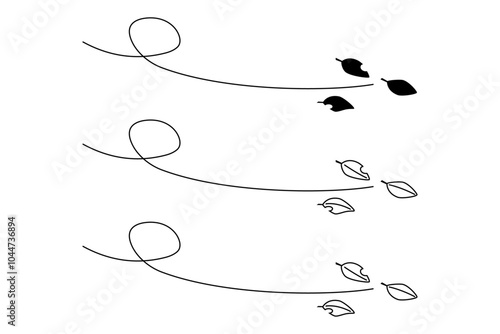風に乗って舞い散る落ち葉のイメージイラスト