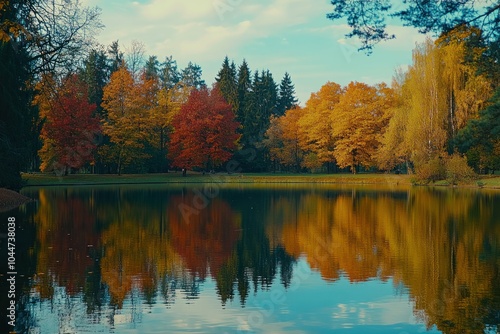 Autumn Reflections in a Serene Lake Landscape