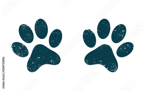 Empreintes de pattes de chien ou de chats texturées - Traces grunges - Animal de compagnie - Coussinets avec textures - Pattes sales - Design éditable - Animal domestique - Empreintes d'animaux 
