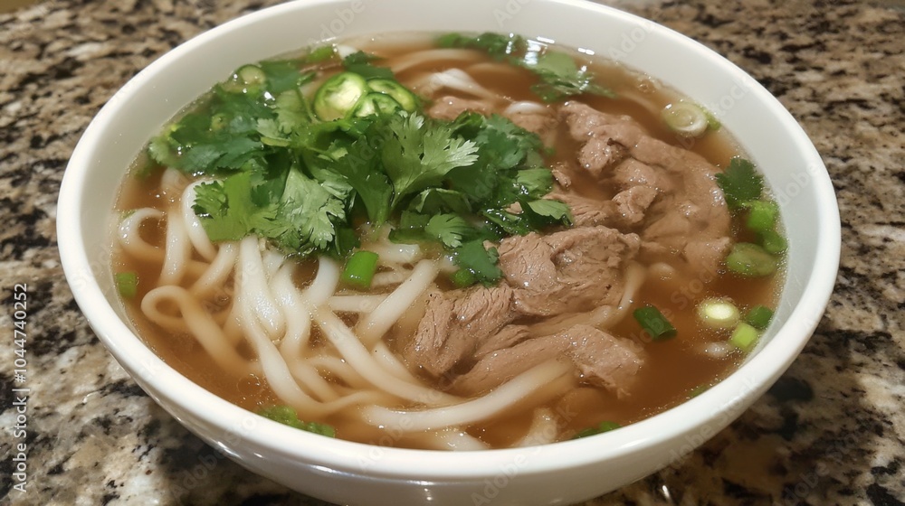 Cozy Pho Bowl in Bright Kitchen Setting Cozy Pho Bowl in Bright Kitchen Setting