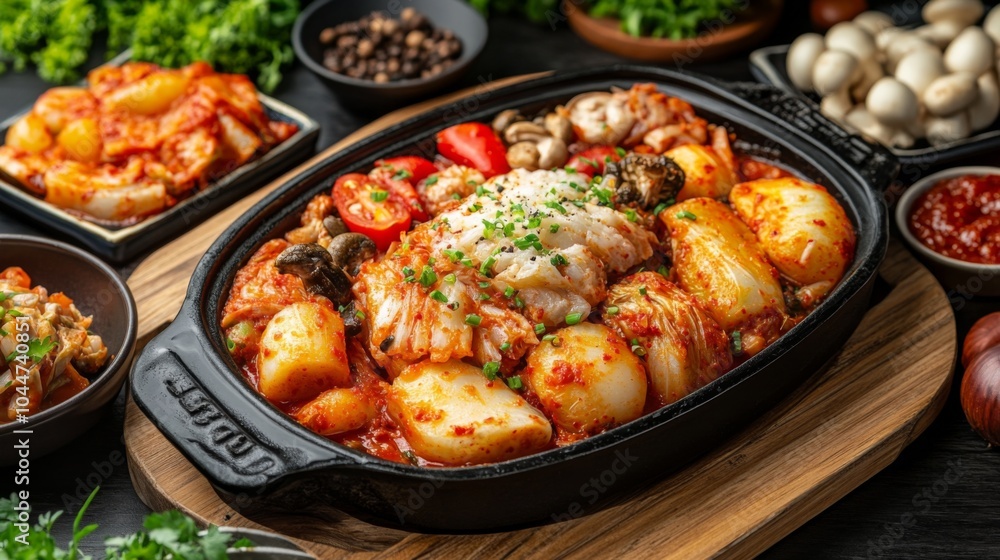 Delicious Kimchi Dishes in Family Kitchen Setting Delicious Kimchi Dishes in Family Kitchen Setting