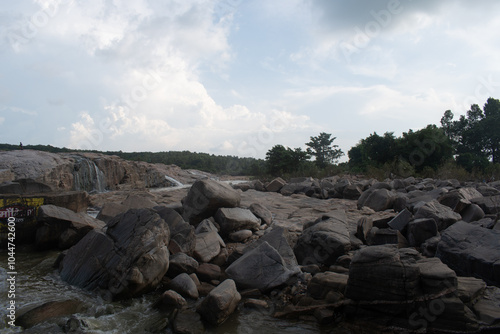 rocky riverbed of river 