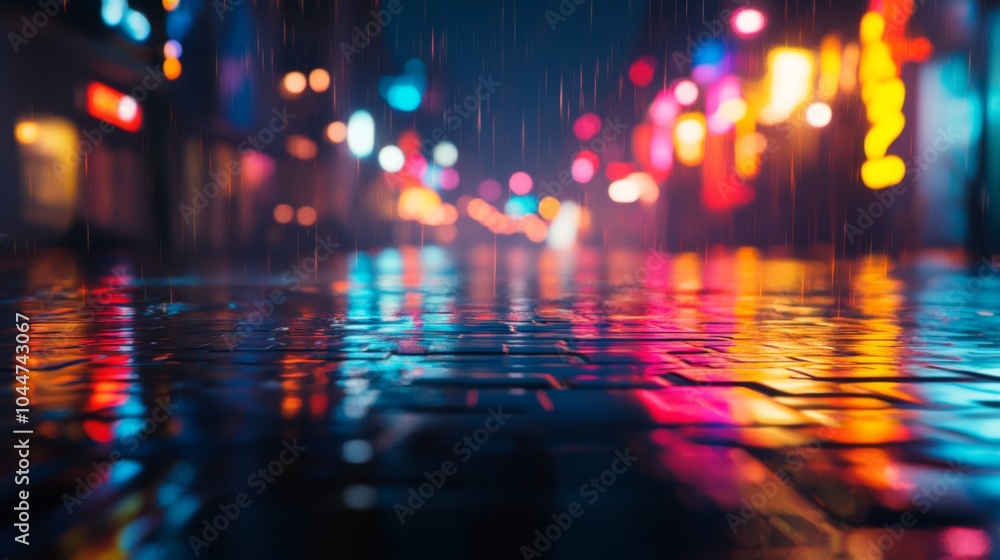 High Contrast Neon Nightscape with Blurred Effects High Contrast Neon Nightscape with Blurred Effects