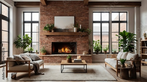 Wallpaper Mural living room with fireplace Torontodigital.ca