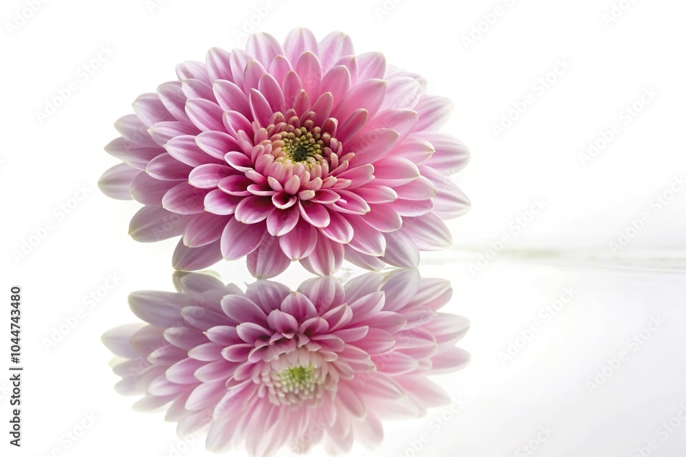 Translucent pink flower on a white background reflected Translucent pink flower on a white background reflected