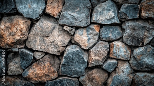 High Contrast Rough Stone Wall Background Texture