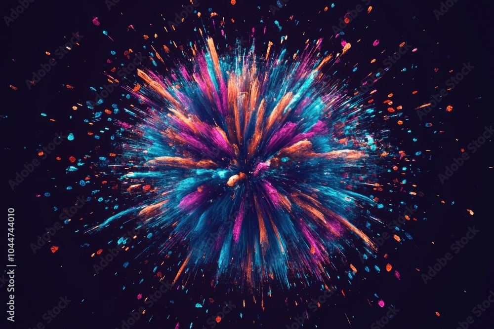 Fototapeta premium Night Sky Fireworks Explosion