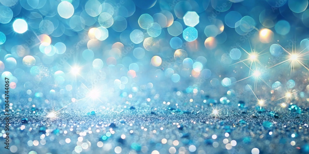 Abstract Pastel Blue Festive Background with Shining Glitter and Sparkling Lights for Magical Atmosphere in Panoramic Photography Abstract Pastel Blue Festive Background with Shining Glitter and Sparkling Lights for Magical Atmosphere in Panoramic Photography