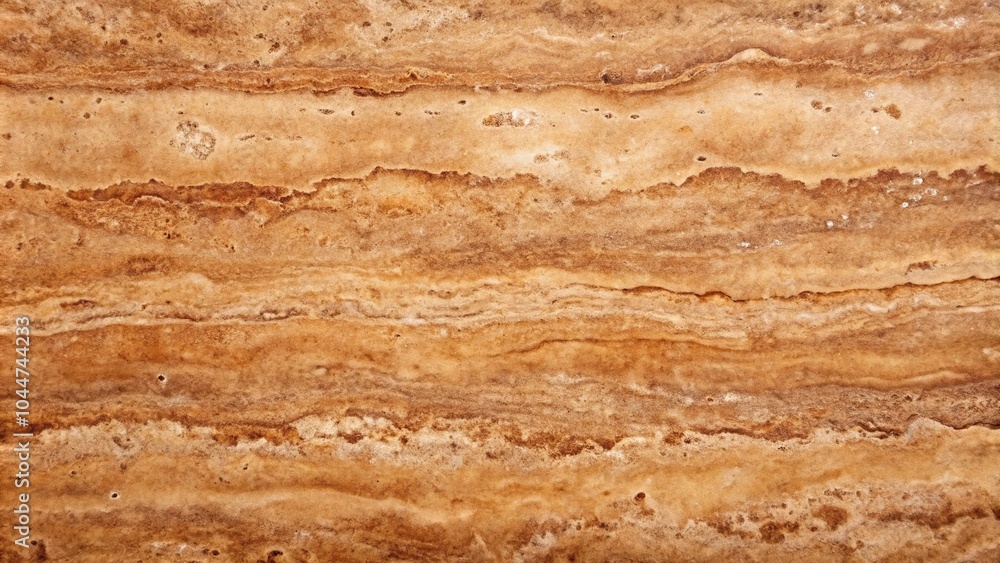 Fototapeta premium Travertine surface with brown and reddish brown hues, silhouette