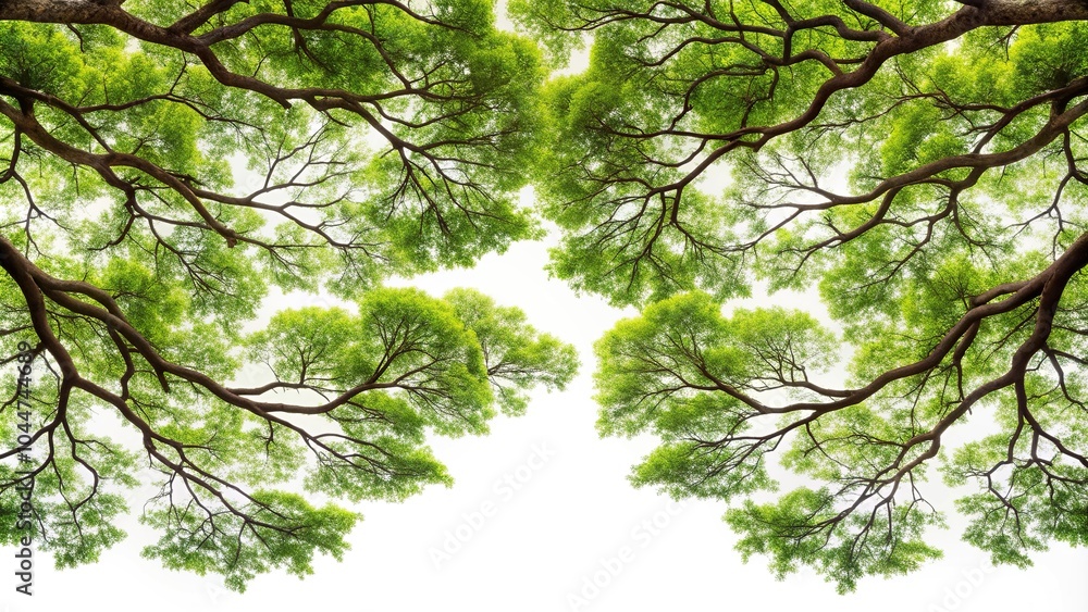 Fototapeta premium Tree branches isolated on white background high angle view
