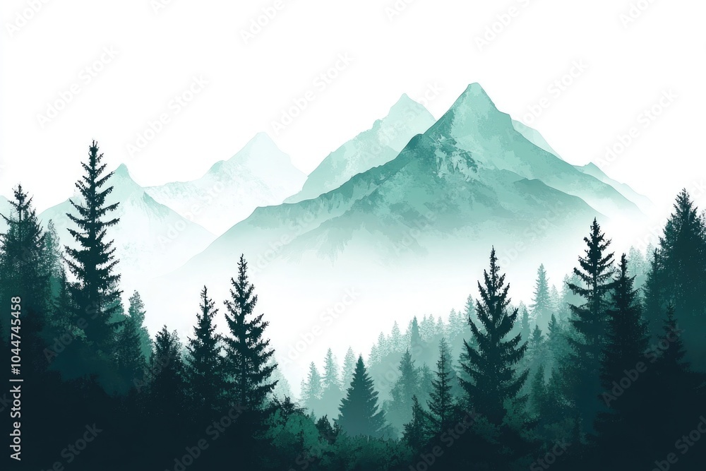 Fototapeta premium Mountain Range with Trees