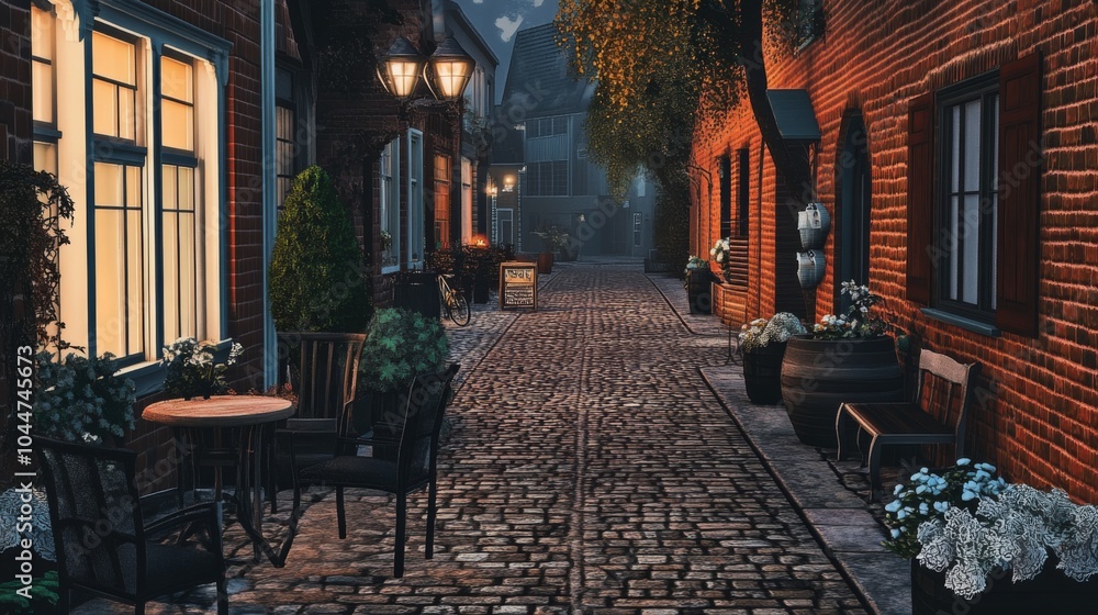 Fototapeta premium Inviting Historic Street with Detailed Textures