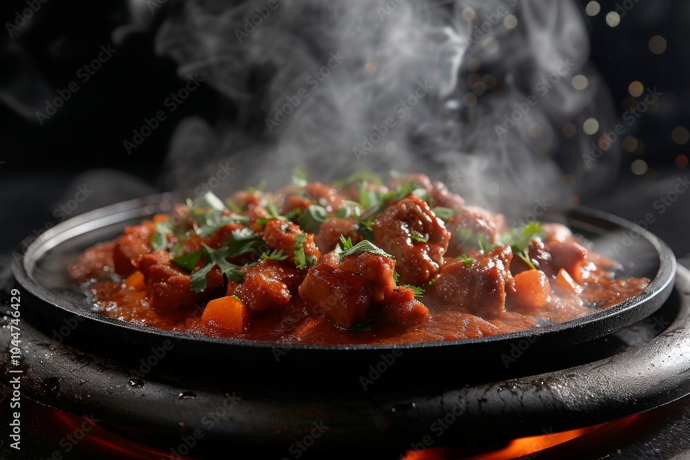 Steaming Hot Pot of Meat and Vegetables Steaming Hot Pot of Meat and Vegetables