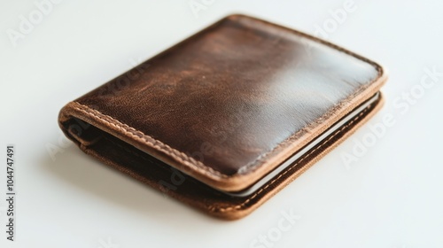 A brown leather wallet on a white background.