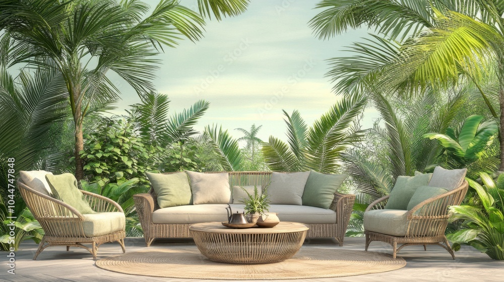 Fototapeta premium Cozy Outdoor Living Space with Natural Ambiance