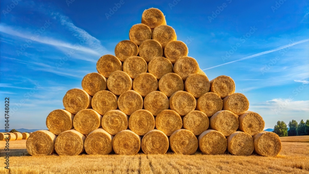 Triangle shaped stack of silhouette straw bales