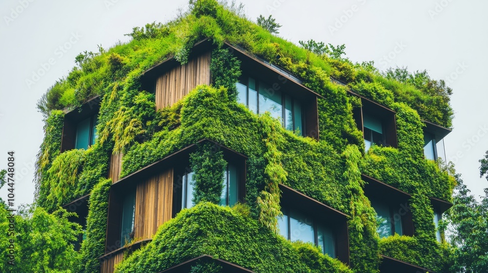 Modern Building with Greenery and Inviting Atmosphere Modern Building with Greenery and Inviting Atmosphere