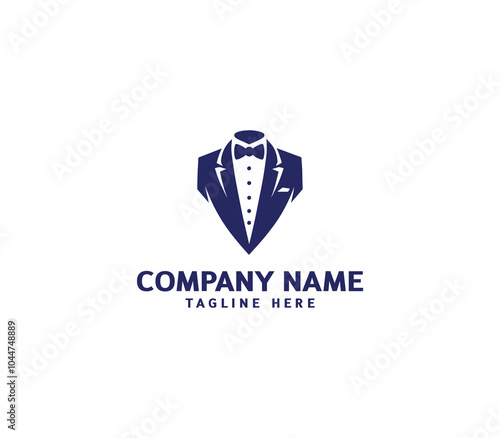 Vector tuxedo men logo design. Bow tie tuxedo suit gentleman fashion tailor clothes. Gentleman's suit