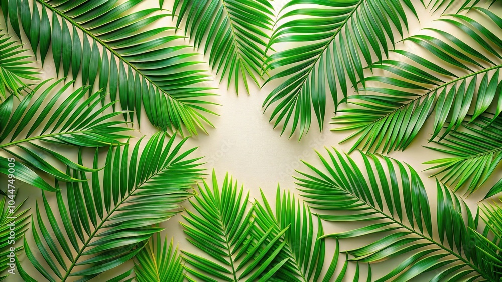tropical background pattern of green palm leaves on a high angle view tropical background pattern of green palm leaves on a high angle view