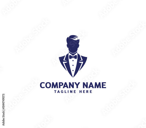 Vector tuxedo men logo design. Bow tie tuxedo suit gentleman fashion tailor clothes. Gentleman's suit