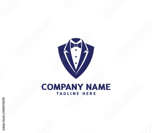 Vector tuxedo men logo design. Bow tie tuxedo suit gentleman fashion tailor clothes. Gentleman's suit