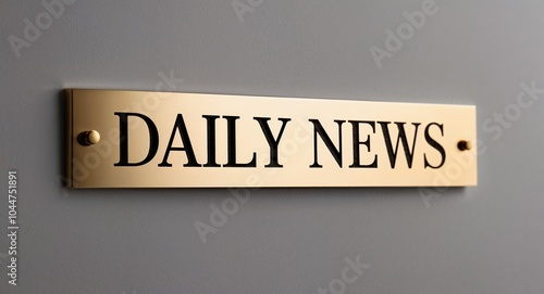 daily news engraved text on gold name plate sign 