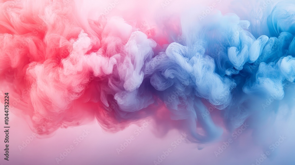 Fototapeta premium Abstract acrylic ink cloud swirling underwater in purple and blue tones