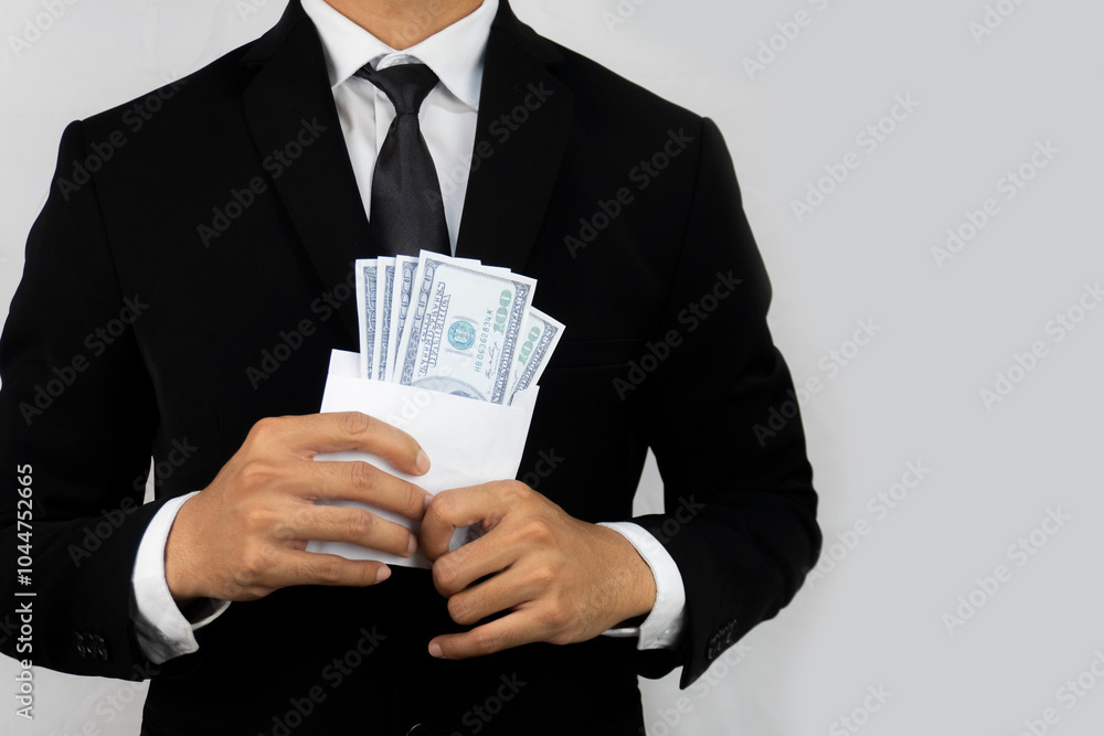 business man make a deal with business partner with bribe money business man make a deal with business partner with bribe money