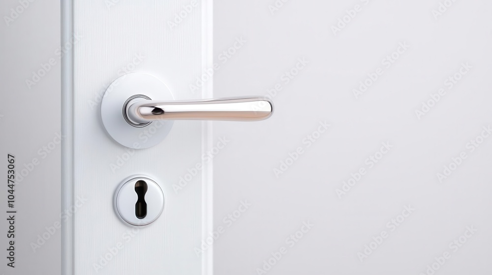 Close-up of a modern door handle and keyhole Close-up of a modern door handle and keyhole