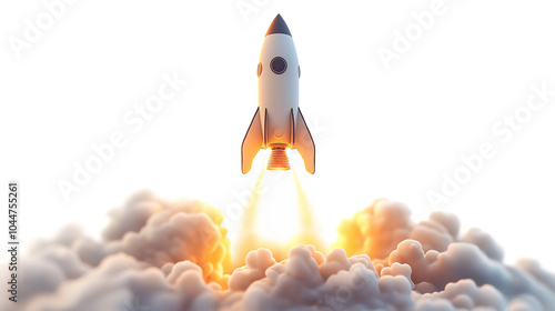 Fototapeta Naklejka Na Ścianę i Meble -  rocket space ship take off isolated on a transparent or white background