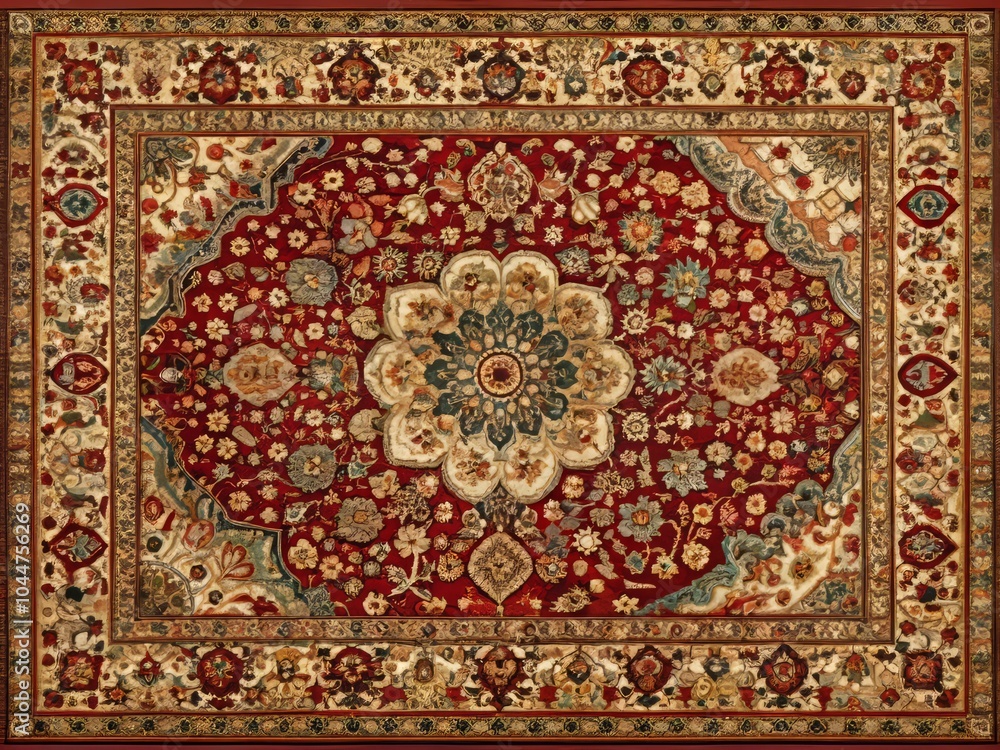 Fototapeta premium Vibrant Oriental Rugs in a Rich Color Palette Showcasing Intricate Patterns and Textures