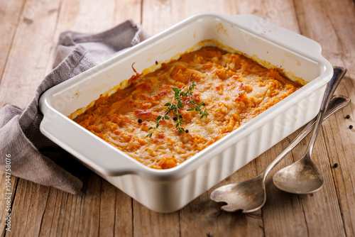 vegetarian gratin with cream and cheese