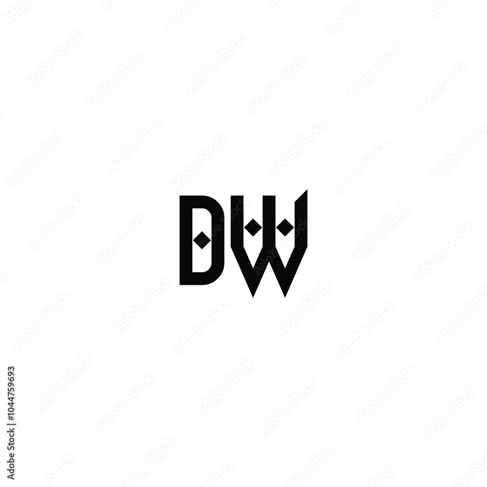 Obraz premium DW monogram logo design letter text name symbol monochrome logotype alphabet character simple logo