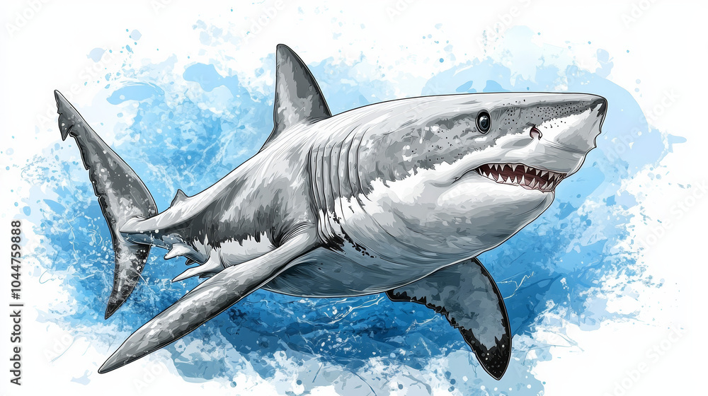 Obraz premium Intricate Shark Coloring Book Design for Adults in Vector Format